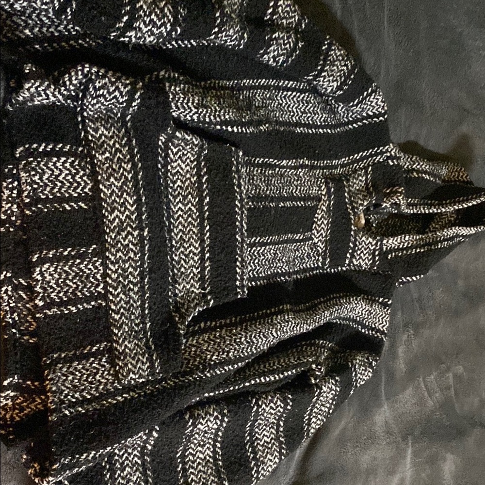 Men's Black and White Striped Sweater